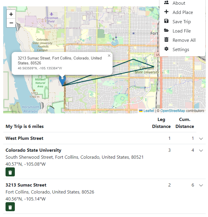 User interface made for the trip finder website.